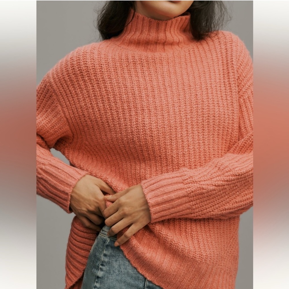 Anthropologie Coral Turtleneck Sweater